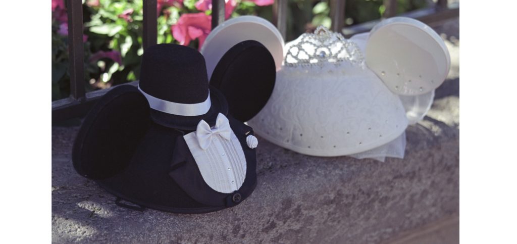 Bride and groom Mouse ears at Disney